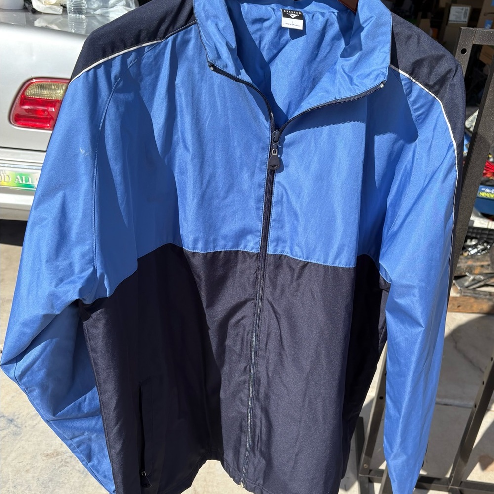 Stylish Blue and Black Windbreaker Jacket